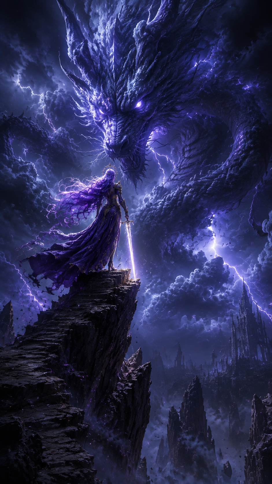 The Fight — standing on a cliff edge against a dragon